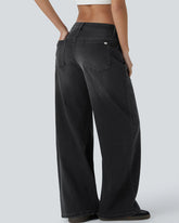 Pockets Baggy Wide Leg Washed Casual Jeans